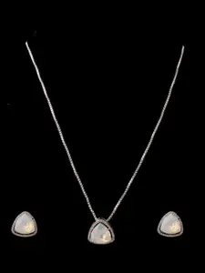 Mirana Rhodium Plated Cubic Zirconia Studded Pendant Set