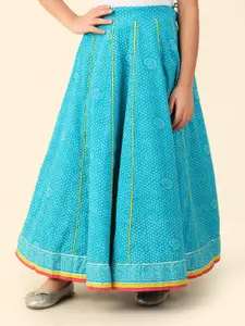 Fabindia Girls Printed Sequinned Ready to Wear Cotton Lehenga & Blouse With Dupatta