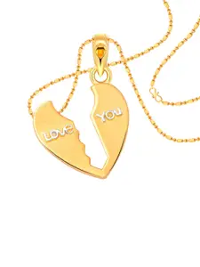 Vighnaharta Gold-Plated Cubic Zirconia-Studded Contemporary Pendant with Chain