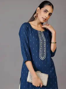 Libas Floral Yoke Design Thread Work Dobby Kurta