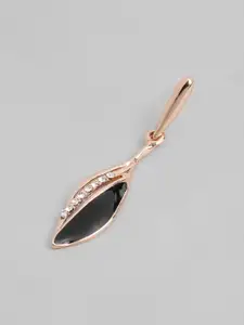 Estele Rose-Gold Plated Crystals-Studded Teardrop Shaped Drop Earrings