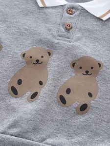 INCLUD Boys Graphic Printed Polo Collar T-shirt & Trousers