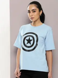 Kook N Keech Captain America Printed Drop-Shoulder Sleeves T-shirt