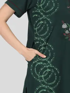 Duchess Floral Embroidered Round Neck Night suit