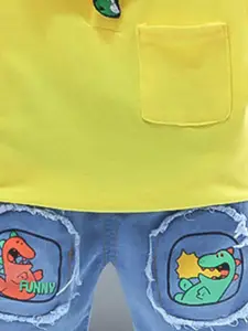 INCLUD Boys Dinosaur Printed T-shirt With Denim Shorts