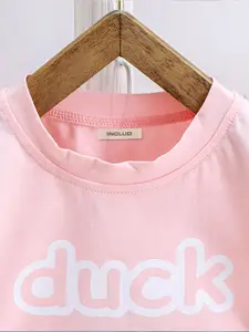 INCLUD Boys Colourblocked Typography Printed Cotton T-shirt With Shorts