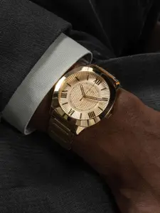 GUESS Men Patterned Dial & Stainless Steel Bracelet Style Straps Analogue Watch GW0727G1