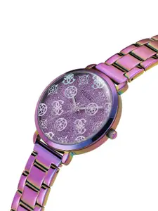 GUESS Women Textured  Dial & Stainless Steel Bracelet Style Straps Analogue Watch GW0670L3