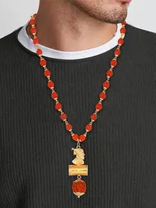 Vighnaharta Gold-Plated Cubic Zirconia Studded Pendants With Chains