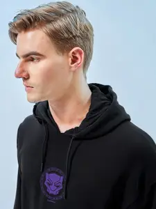 Bewakoof Wakanda Forever Graphic Printed Hooded Cotton Pullover Sweatshirt
