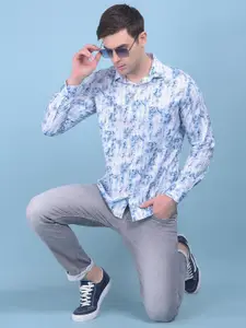 Crimsoune Club Classic Slim Fit Opaque Floral Printed Cotton Casual Shirt