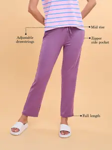 Enamor Women Mid Rise Slim Fit Basic Straight Leg Lounge Pants