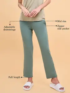 Enamor Women Mid Rise Slim Fit Basic Straight Leg Lounge Pants