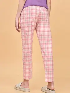 Enamor Women Checked Pure Cotton Relaxed Fit Lounge Pants