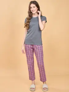 Enamor Women Checked Pure Cotton Lounge Pants