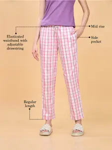 Enamor Women Checked Pure Cotton Lounge Pants