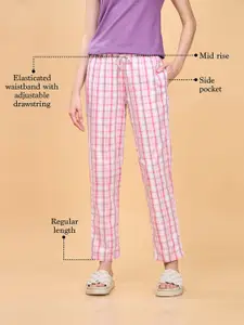 Enamor Women Checked Pure Cotton Lounge Pants
