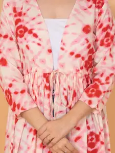 DAEVISH Tie-Dye Printed Longline Open Front Shrug