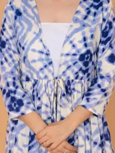 DAEVISH Tie-Dye Printed Longline Open Front Shrug