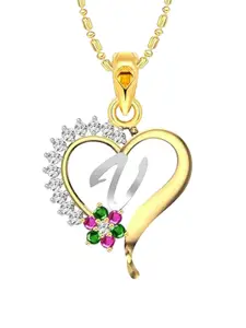 Vighnaharta Gold-Plated Heart Shaped Pendants with Chains