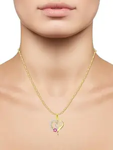 Vighnaharta Gold-Plated Heart Shaped Pendants with Chains