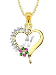 Vighnaharta Gold-Plated Heart Shaped Pendants with Chains