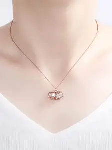 MEENAZ Rose Gold-Plated Diamond Shaped Pendants with Chains