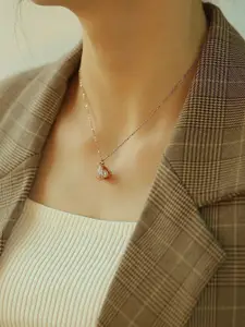 MEENAZ Gold-Plated Diamond Shaped Pendants with Chains