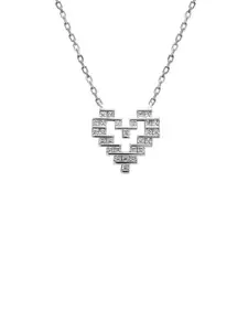 SILBERRY Rhodium-Plated Heart Shaped Pendants with Chains