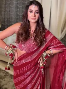 Mitera Leheriya Sequinned Poly Georgette Leheriya Saree