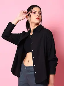 Fab Star Classic Spread Collar Long Sleeves Cotton Casual Shirt