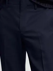 MANGO MAN Men Checked Super Slim Fit Formal Trousers