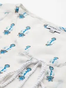 DEEBACO Women Printed Longline Tie-Up Shrug