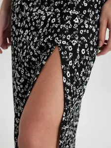 DeFacto Animal Print A-Line Midi Dress