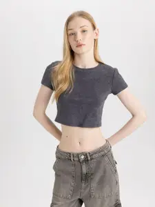 DeFacto Abstract Printed Short Sleeves Crop T-shirt