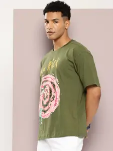 Kook N Keech Rick & Morty Printed Drop-Shoulder Sleeves Pure Cotton Oversized T-shirt