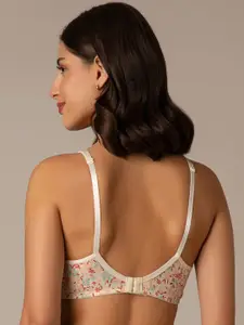 Amante Floral Lightly Padded Half Coverage Cotton Everyday Bra with All Day Comfort