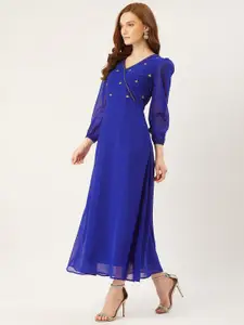 Slenor Puff Sleeve Georgette Maxi Dress