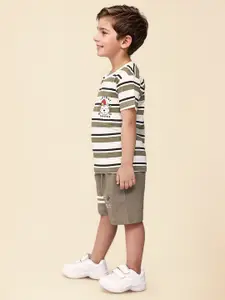 Toonyport Boys Striped Pure Cotton T-shirt with Shorts