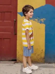 Toonyport Boys Striped Pure Cotton T-shirt with Shorts