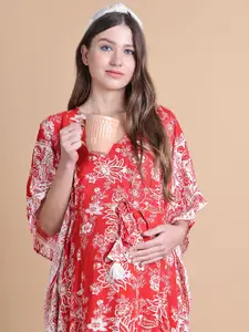Secret Wish Printed Maxi Maternity Feeding Kaftan Nightdress