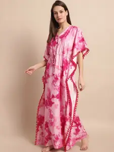 Boston Club Tie & Dye Printed V-Neck Maxi Kaftan Nightdress