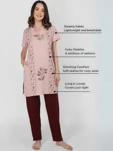 Duchess Printed Longline Cotton Night suit