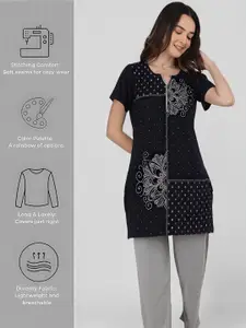 Duchess Printed Longline Cotton Night suit