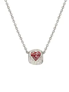 SILBERRY 92.5 Sterling Silver Rhodium-Plated Pendant With Chain