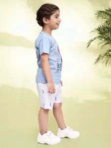 Toonyport Boys Pack Of 2 Printed Pure Cotton T-shirts With Shorts