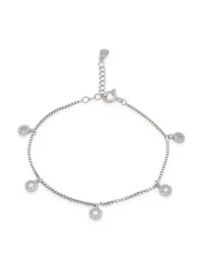 Zavya 925 Sterling Silver Cubic Zirconia Rhodium Plated Link Bracelet