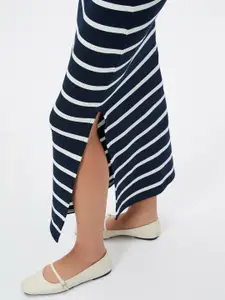 Koton Striped Pure Cotton A-line Midi Skirts