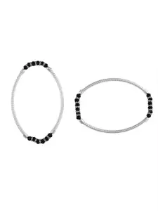 Silvermerc Designs Set Of 2 Silver-Plated Pearls Anklets