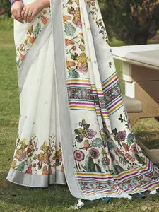 Satrani Floral Printed Zari Dabu Saree